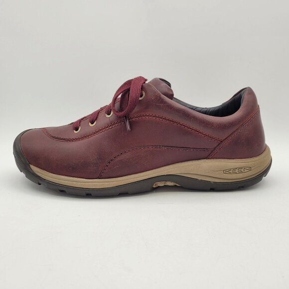 Keen Presidio II Women's 9.5 Red Burgundy Leather Shoes Casual Lace Up Walking - Picture 5 of 14
